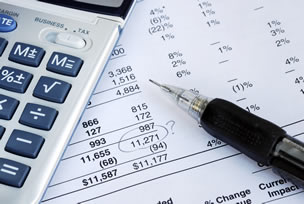 Financial statements with calculator